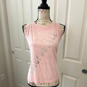 Women's Like New Light Pink & Silver Printed Crewneck Aeropostale Sleeveless Mus
